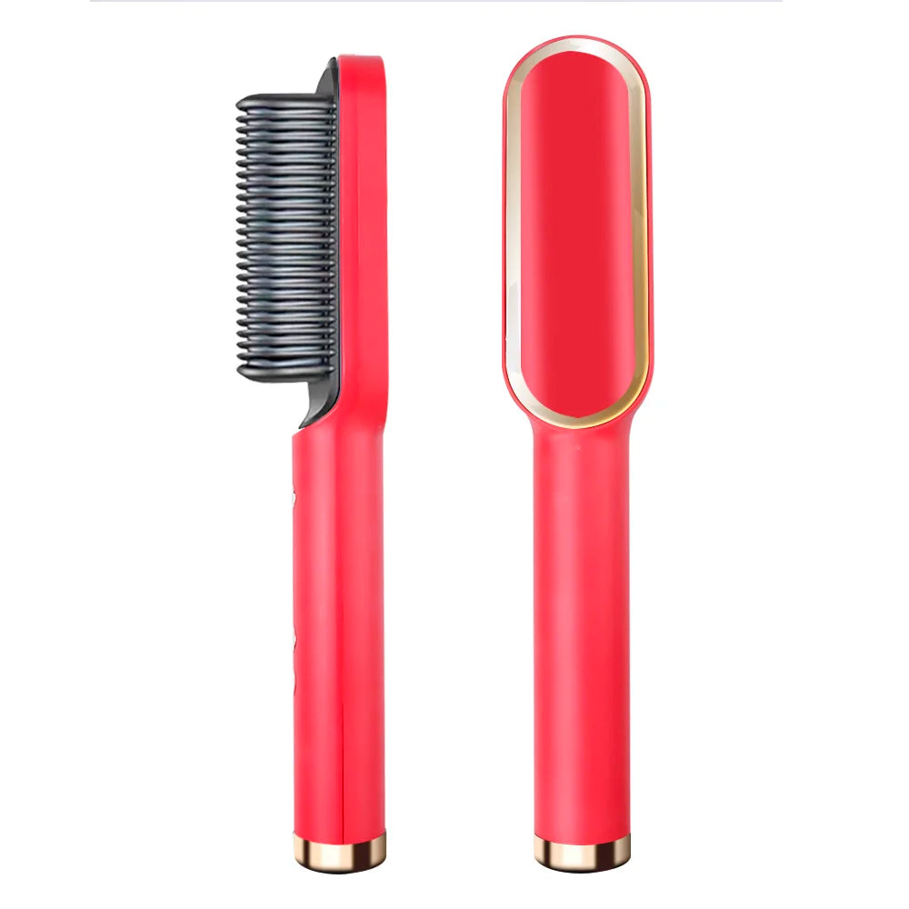 Hair Straightener Brush Hot Comb Ionic Straightening Brush with Anti Scald Fast Ceramic Heating Portable Hot Straightening Comb