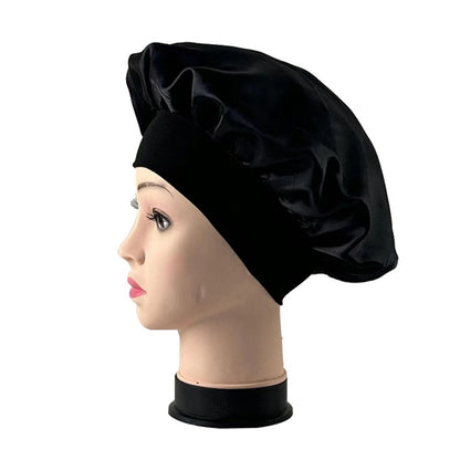 Women Shower Cap Sleeping Satin Bonnet Lace-up Bow Waterproof Women Braids Curly Night Hat Beauty Parlor Cap Salon Hat