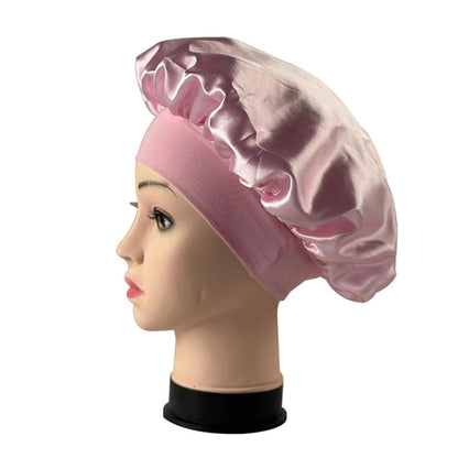 Women Shower Cap Sleeping Satin Bonnet Lace-up Bow Waterproof Women Braids Curly Night Hat Beauty Parlor Cap Salon Hat