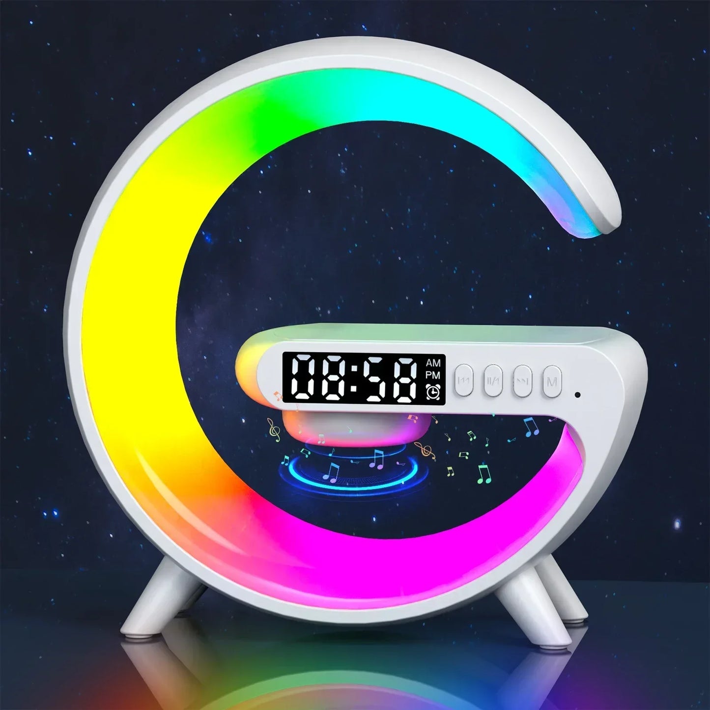 Multifunction Wireless Charger Stand Pad RGB Light Alarm Clock Speaker For iPhone and Samsung Xiaomi Mini Fast charger