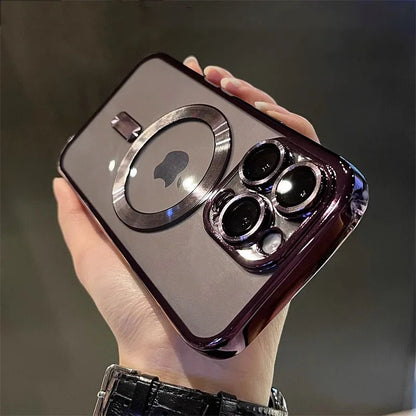 Luxury Magnetic For Magsafe Wireless Charge Plating Clear Case For iPhone 11 12 13 14 15 16 Pro Max Shockproof case