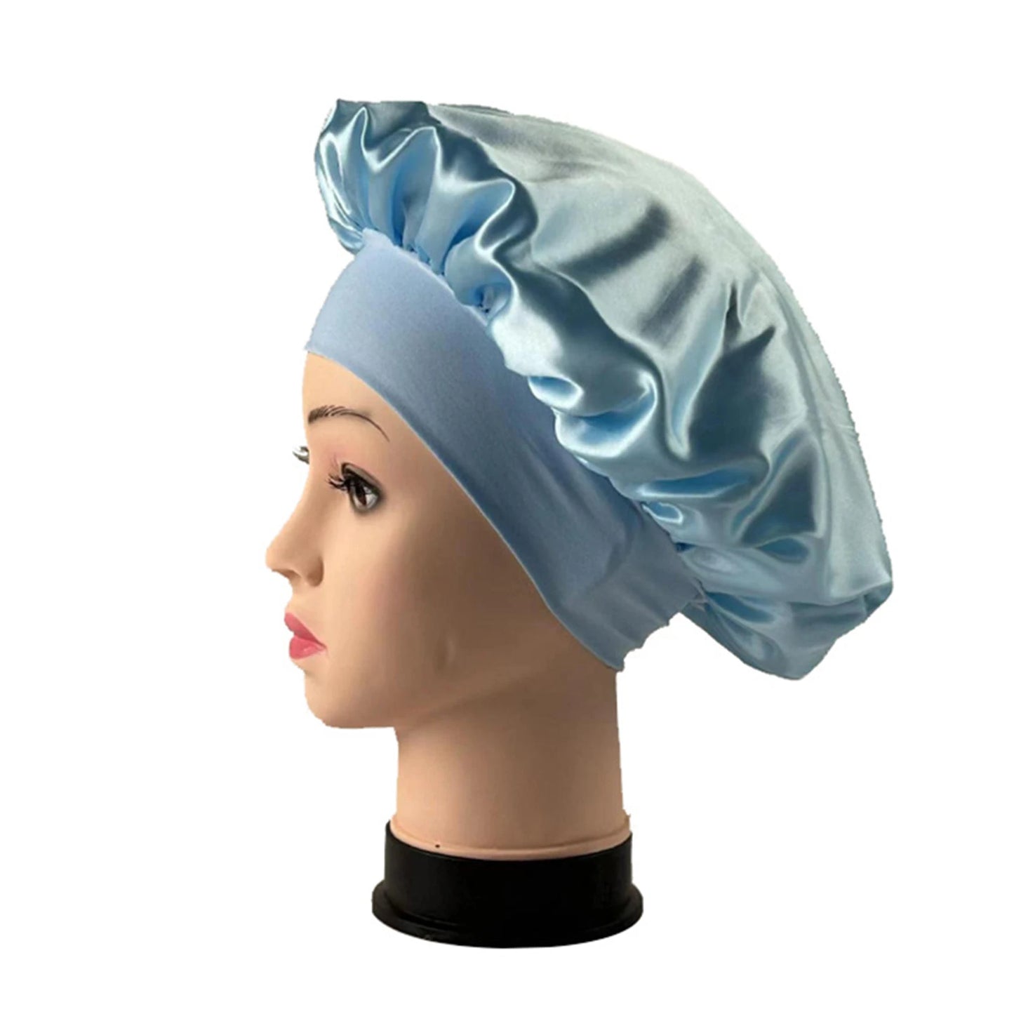 Women Shower Cap Sleeping Satin Bonnet Lace-up Bow Waterproof Women Braids Curly Night Hat Beauty Parlor Cap Salon Hat