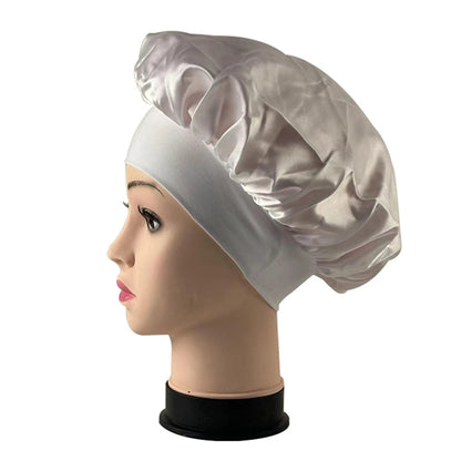 Women Shower Cap Sleeping Satin Bonnet Lace-up Bow Waterproof Women Braids Curly Night Hat Beauty Parlor Cap Salon Hat