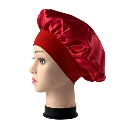 Women Shower Cap Sleeping Satin Bonnet Lace-up Bow Waterproof Women Braids Curly Night Hat Beauty Parlor Cap Salon Hat