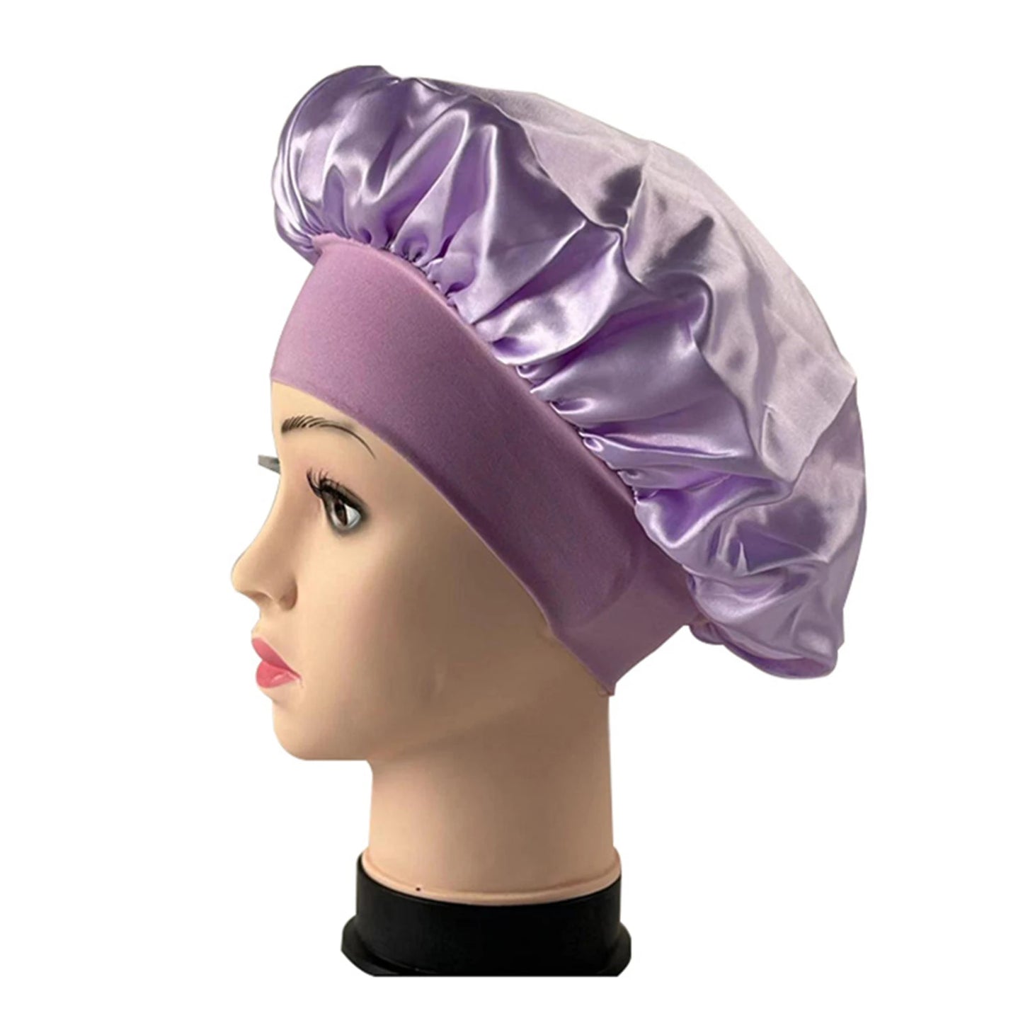 Women Shower Cap Sleeping Satin Bonnet Lace-up Bow Waterproof Women Braids Curly Night Hat Beauty Parlor Cap Salon Hat