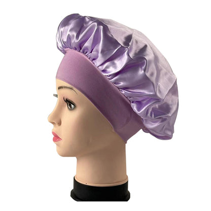 Women Shower Cap Sleeping Satin Bonnet Lace-up Bow Waterproof Women Braids Curly Night Hat Beauty Parlor Cap Salon Hat