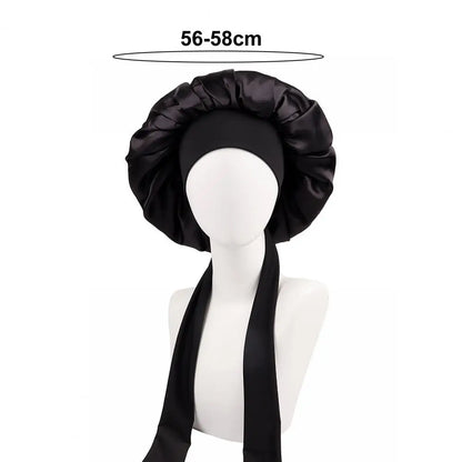 Women Shower Cap Sleeping Satin Bonnet Lace-up Bow Waterproof Women Braids Curly Night Hat Beauty Parlor Cap Salon Hat