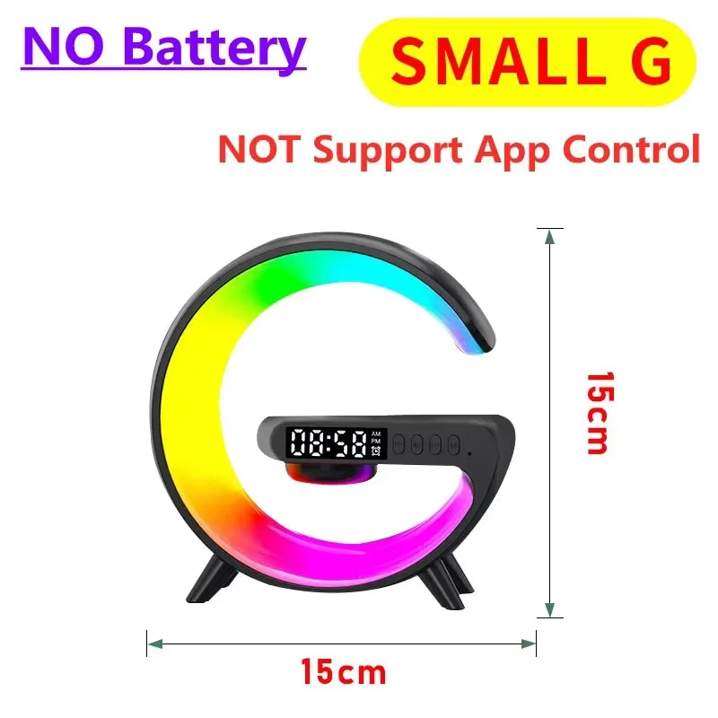 Multifunction Wireless Charger Stand Pad RGB Light Alarm Clock Speaker For iPhone and Samsung Xiaomi Mini Fast charger