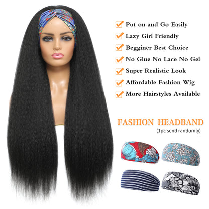 YunRong Synthetic Headband Wig Highlight Wig P30/1B Long Straight Wig For Black Women Daily Party Cosplay Wig