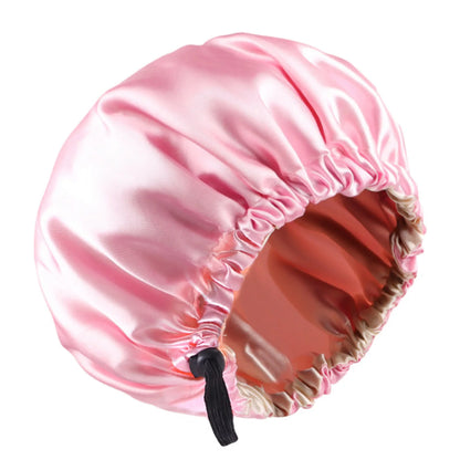 Women Shower Cap Sleeping Satin Bonnet Lace-up Bow Waterproof Women Braids Curly Night Hat Beauty Parlor Cap Salon Hat