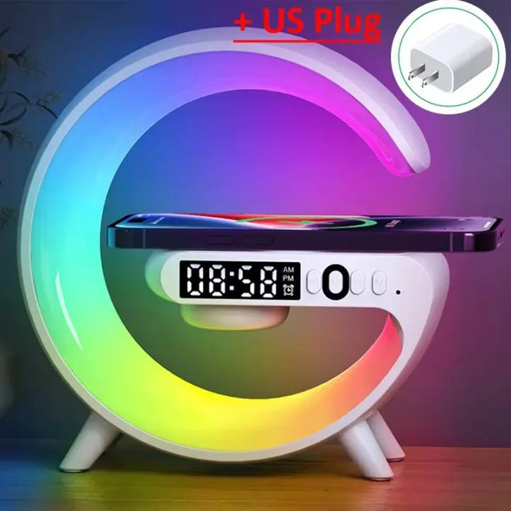 Multifunction Wireless Charger Stand Pad RGB Light Alarm Clock Speaker For iPhone and Samsung Xiaomi Mini Fast charger