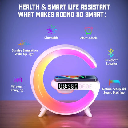 Multifunction Wireless Charger Stand Pad RGB Light Alarm Clock Speaker For iPhone and Samsung Xiaomi Mini Fast charger